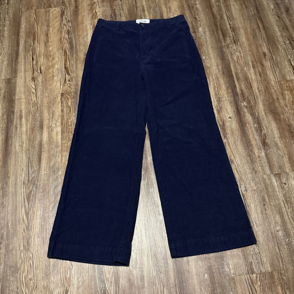 Rolla's Corduroy Wide Leg Pants Women's 12L Patch Pocket High Rise in Dark Navy